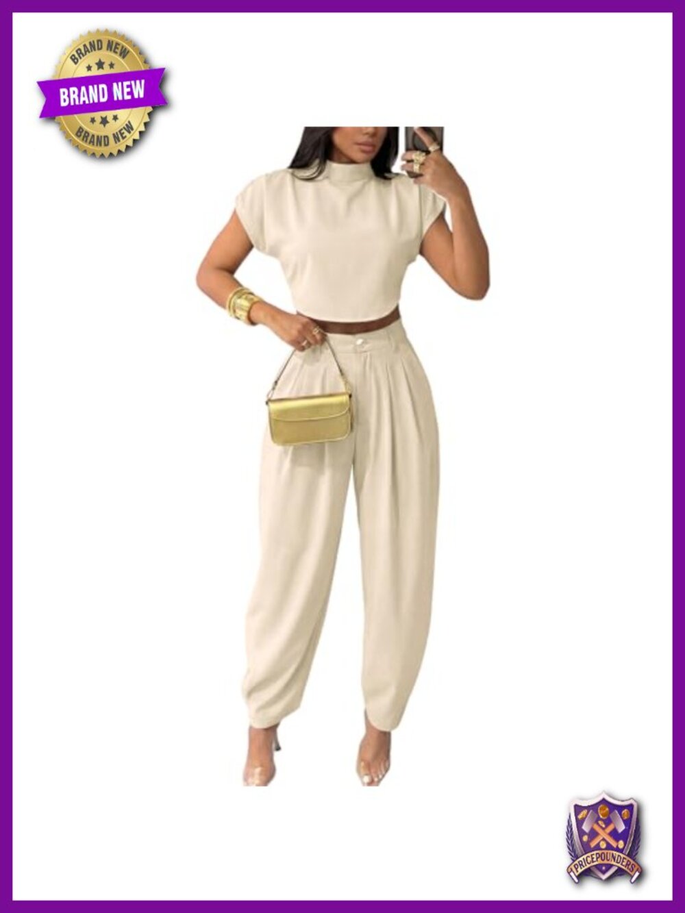 Women's 2 Piece Crop Top & Palazzo Pant Set Polyester Spandex Casual Office